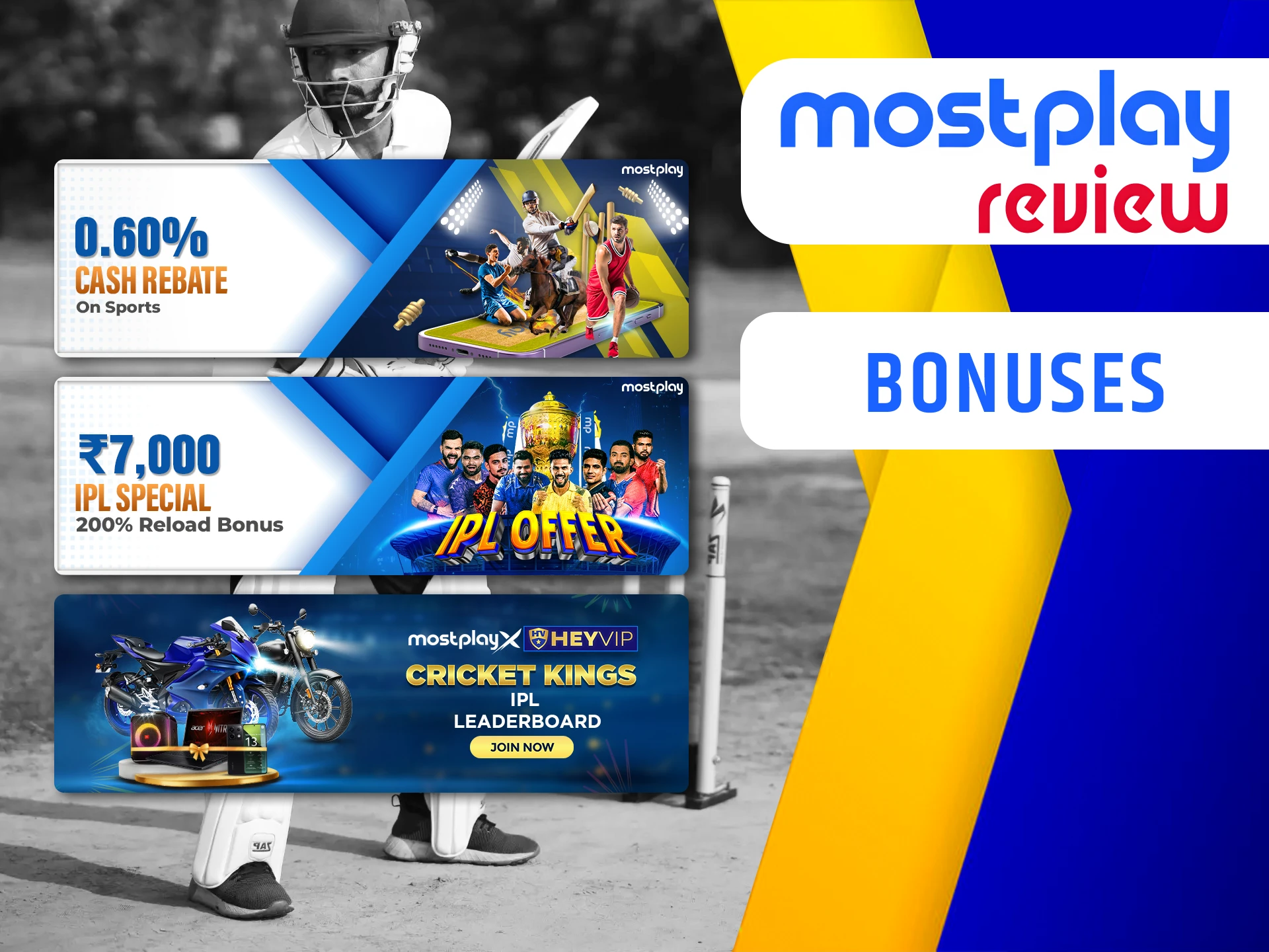 Take advantage of special bonuses for IPL betting at Mostplay.