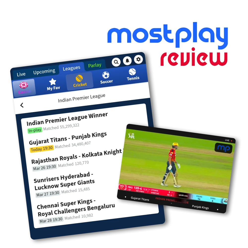 Place bets on Indian Premier League with Mostplay.