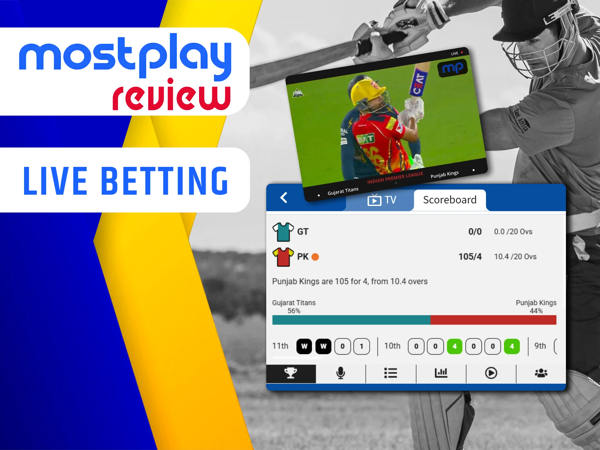 Bet on IPL matches in real time with Mostplay.